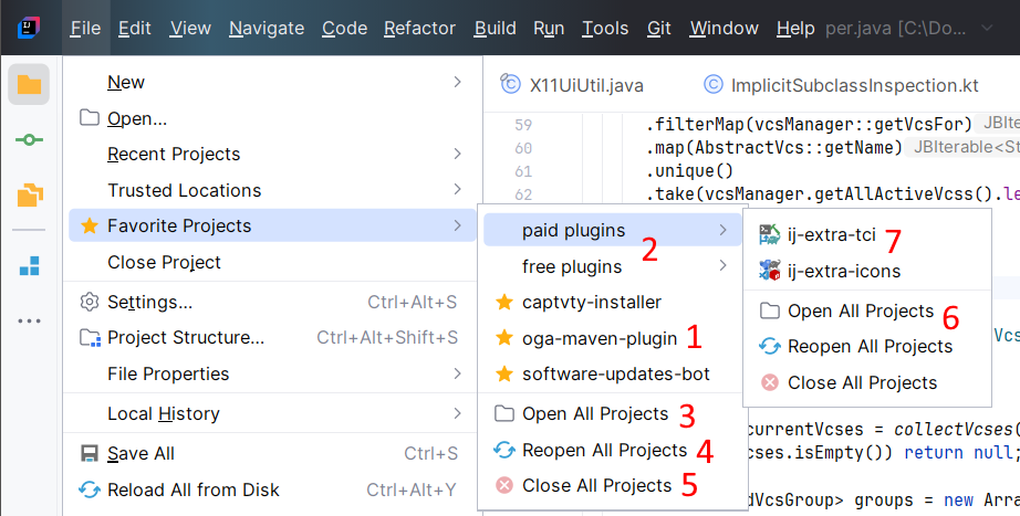 Extra ide tweaks favorite projects