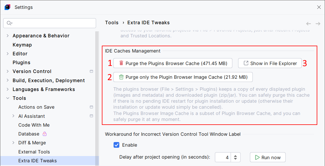 Extra ide tweaks ide caches management cfg