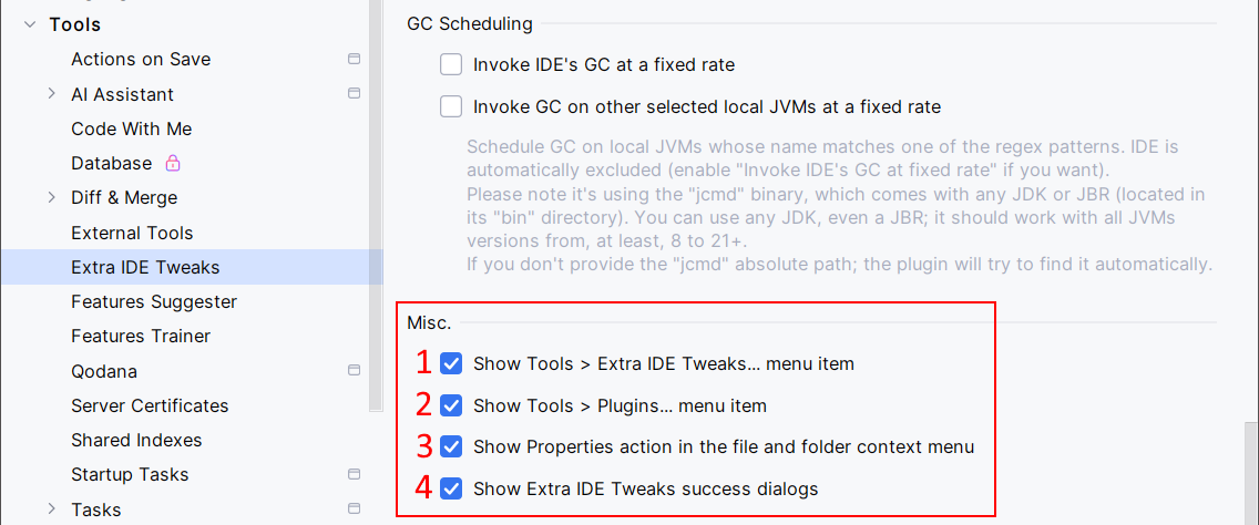 Extra ide tweaks misc cfg