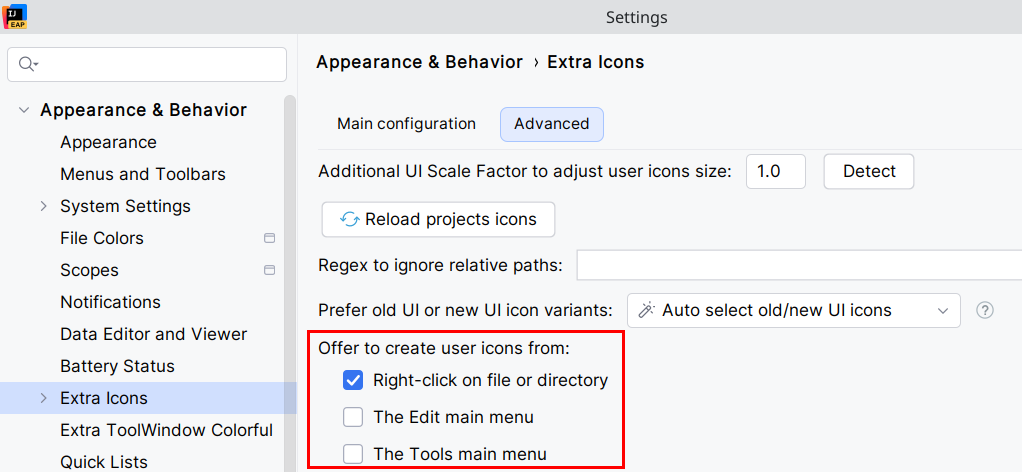 Register user icon from context settings Register user icon from context settings
